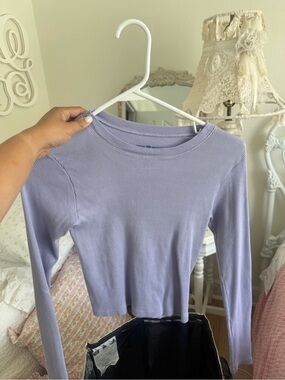 Brandy Melville Lavender Ribbed Long Sleeve Top